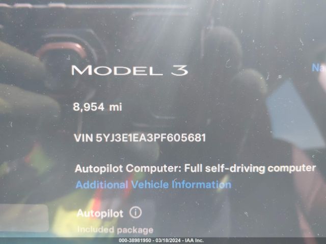 5YJ3E1EA3PF605681 Tesla Model 3 Rear-wheel Drive
