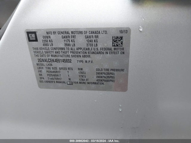 Chevrolet Equinox 2lt 2014 2GNALCEK4E6145832 Image 9