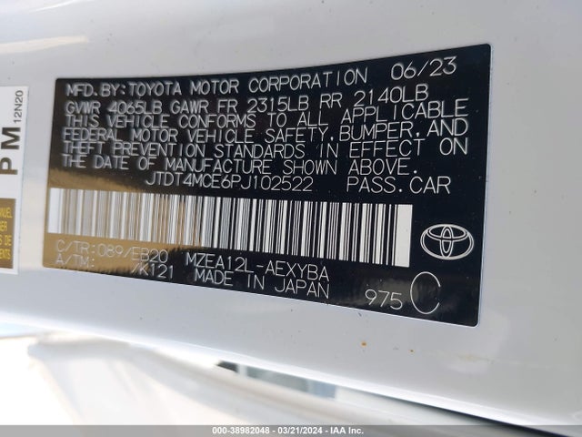 Toyota Corolla Xse 2023 JTDT4MCE6PJ102522 Image 9