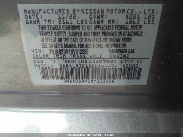 Nissan Sentra Sr Xtronic Cvt 2022 3N1AB8DV1NY313206 Image 9