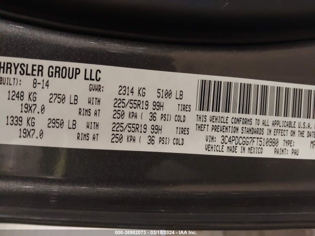 Dodge Journey Crossroad 2015 3C4PDCGG7FT510980 Image 9