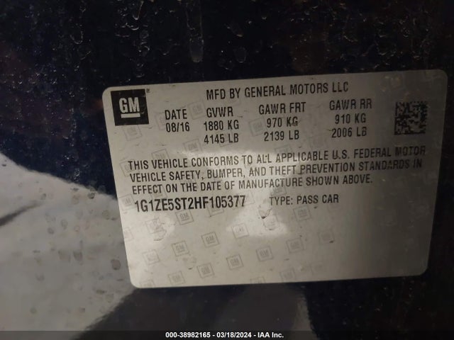 Chevrolet MALIBU 1LT 2017 1G1ZE5ST2HF105377 Image 9