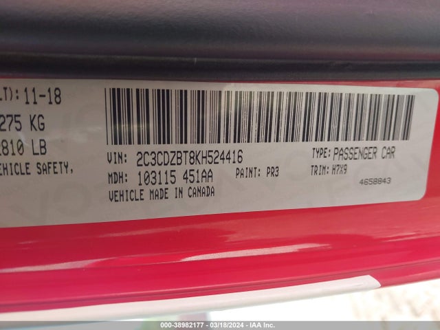 Dodge Challenger R/t 2019 2C3CDZBT8KH524416 Image 9