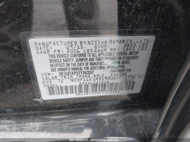 Nissan SENTRA S 2015 3N1AB7APXFY340552 Image 9