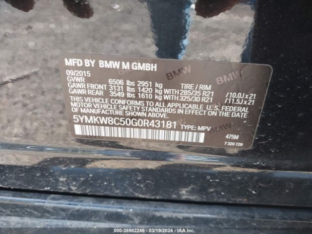 5YMKW8C50G0R43181 BMW X6 M