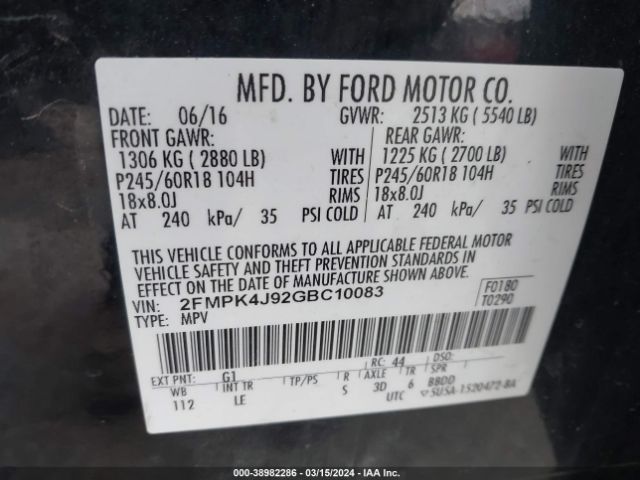 2016 FORD EDGE 2FMPK4J92GBC10083 Photo 8