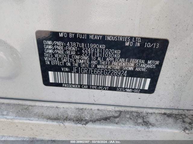 Subaru Impreza Wrx 2014 JF1GR7E66EG228924 Image 9