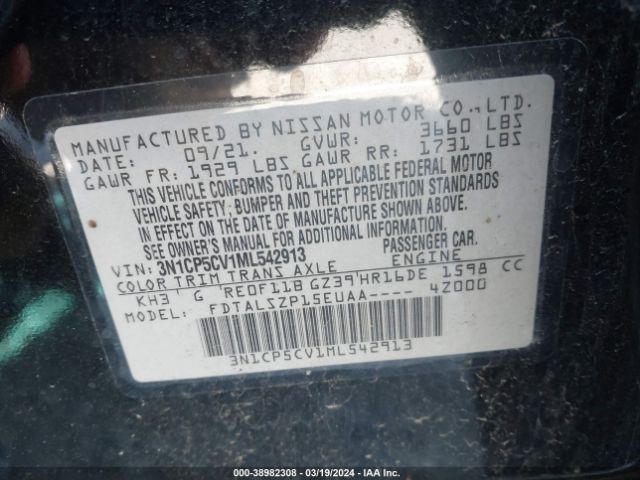 3N1CP5CV1ML542913 Nissan Kicks Sv Xtronic Cvt