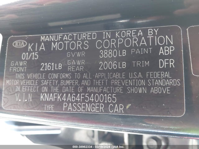 KIA FORTE LX 2015 KNAFK4A64F5400165 Image 9