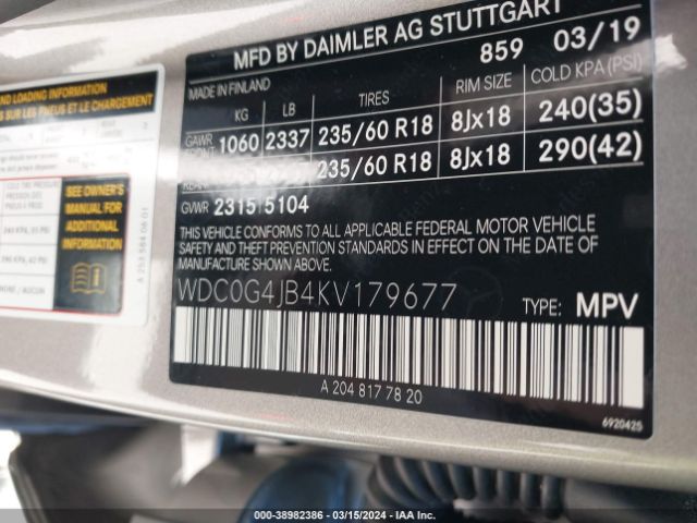 WDC0G4JB4KV179677 Mercedes-Benz GLC 300