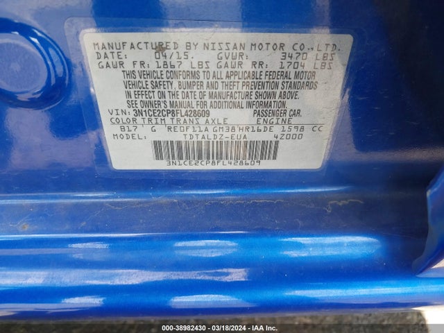 Nissan Versa Note Sv 2015 3N1CE2CP8FL428609 Image 9