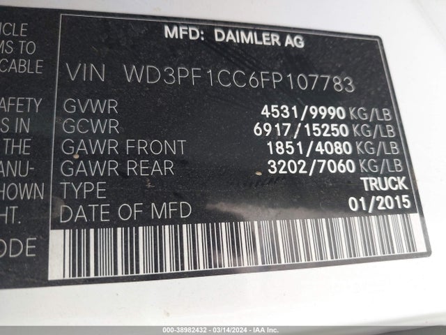 Mercedes-Benz Sprinter 3500 High  Roof 2015 WD3PF1CC6FP107783 Image 9