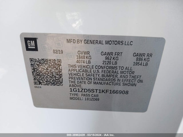 Chevrolet MALIBU LT 2019 1G1ZD5ST1KF166908 Image 9
