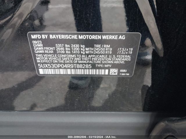 5UX53DP04R9T88285 BMW X3 Xdrive30i