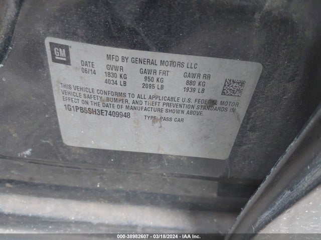 Chevrolet Cruze Ls Manual 2014 1G1PB5SH3E7409948 Image 9