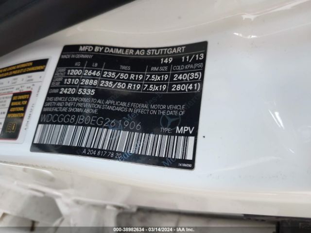 WDCGG8JB0EG261906 Mercedes-Benz Glk 350 4matic