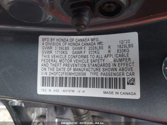 Honda Civic Sport 2021 2HGFC2F80MH528098 Image 9