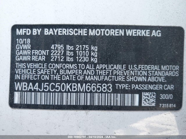 WBA4J5C50KBM66583 BMW 440i Gran Coupe