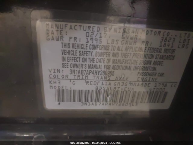 Nissan SENTRA S 2017 3N1AB7AP4HY280965 Image 9