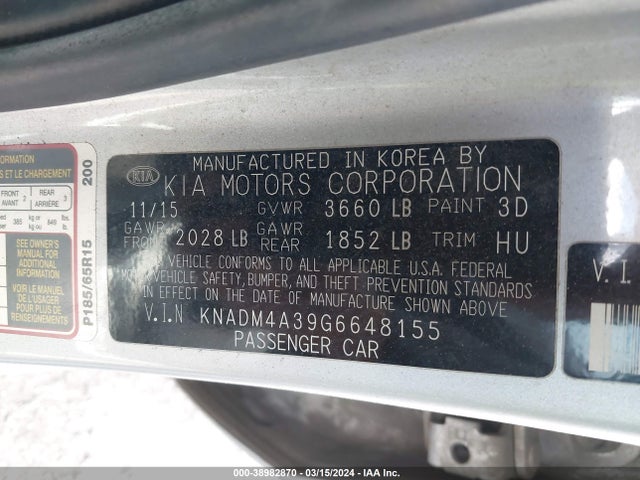 KIA RIO LX 2016 KNADM4A39G6648155 Image 9