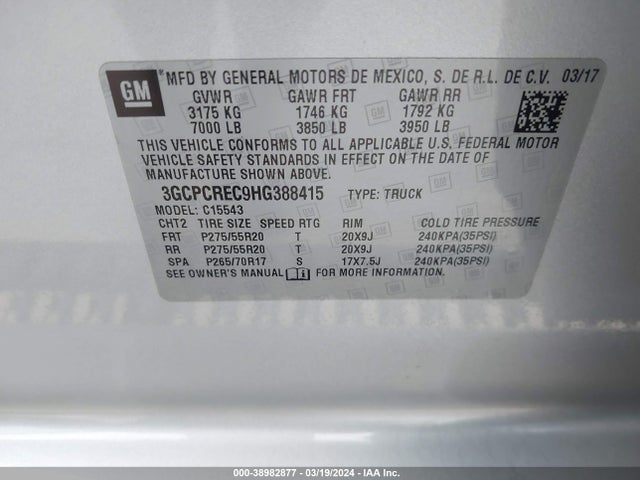Chevrolet Silverado 1500 1lt 2017 3GCPCREC9HG388415 Image 9