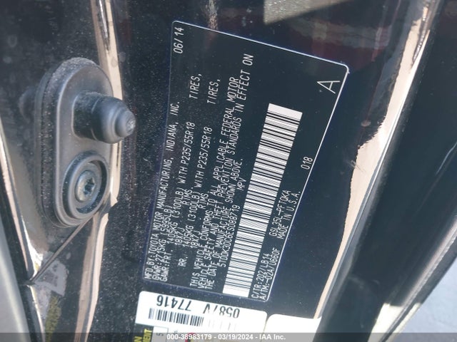 Toyota Sienna Xle 7 Passenger 2014 5TDDK3DC6ES088719 Image 9