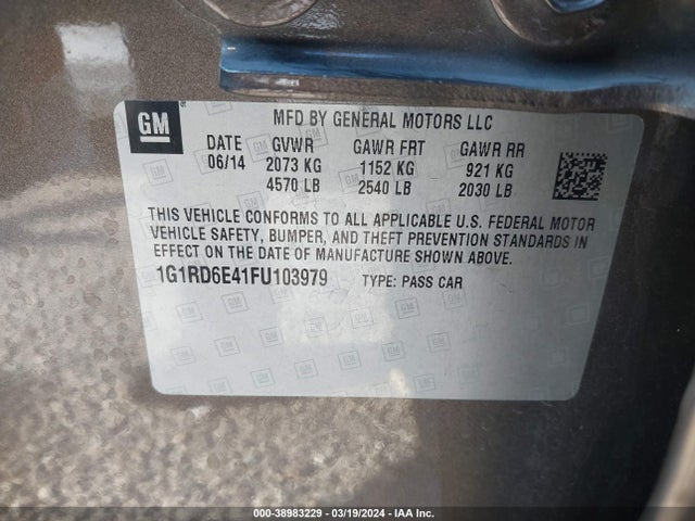 Chevrolet Volt 2015 1G1RD6E41FU103979 Image 9