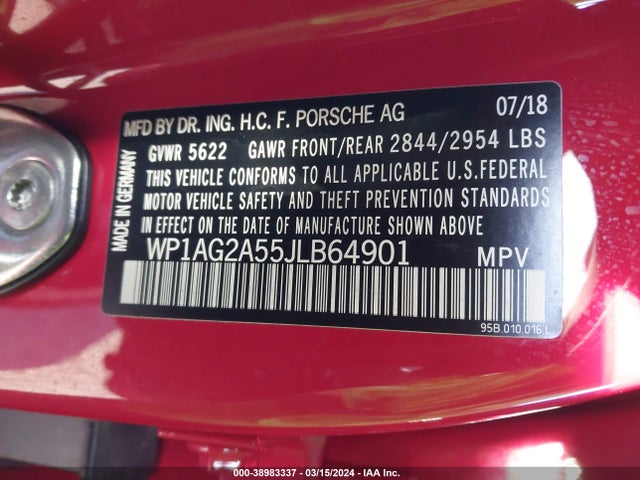 2018 PORSCHE MACAN WP1AG2A55JLB64901 Photo 8