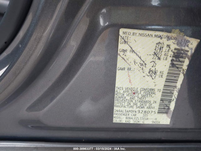 Nissan Altima 2.5 S 2015 1N4AL3AP0FN328075 Image 9