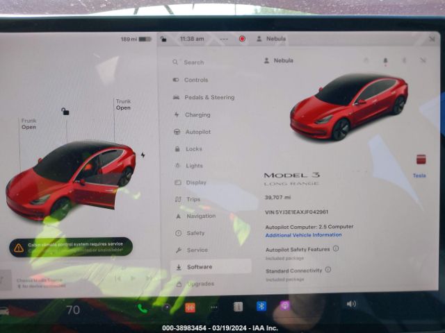 5YJ3E1EAXJF042961 Tesla Model 3 Long Range/mid Range