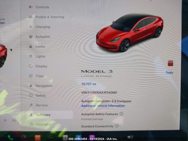 5YJ3E1EAXJF042961 Tesla Model 3 Long Range/mid Range
