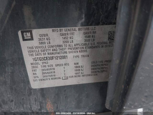 1GTG5CE30F1212081 GMC CANYON SLT