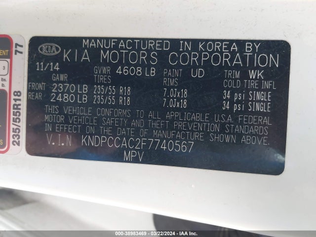KIA Sportage Ex 2015 KNDPCCAC2F7740567 Image 9