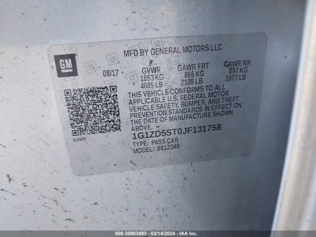 Chevrolet MALIBU LT 2018 1G1ZD5ST0JF131758 Image 9