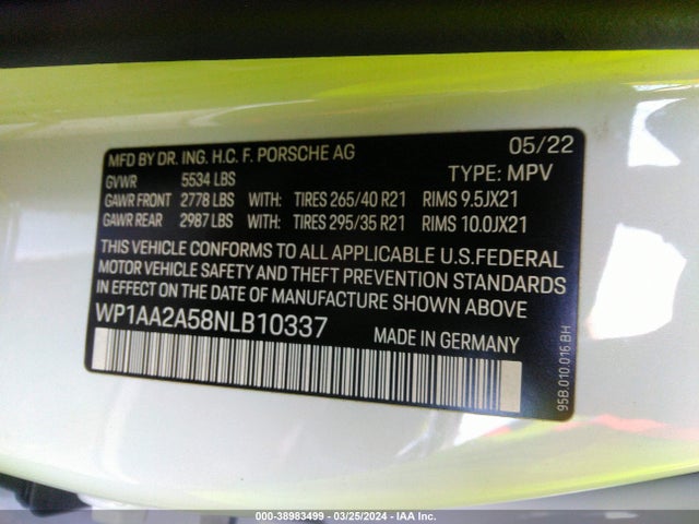 2022 PORSCHE MACAN WP1AA2A58NLB10337 Photo 8