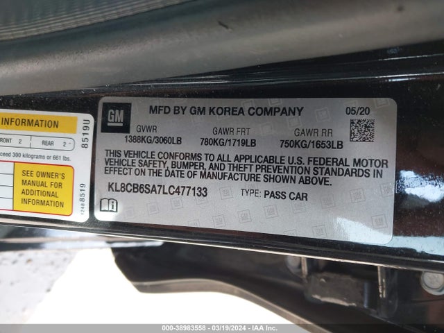 Chevrolet Spark Fwd Ls Automatic 2020 KL8CB6SA7LC477133 Image 9
