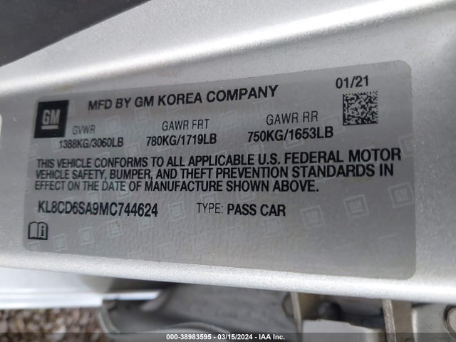 Chevrolet Spark Fwd 1lt Automatic 2021 KL8CD6SA9MC744624 Image 9