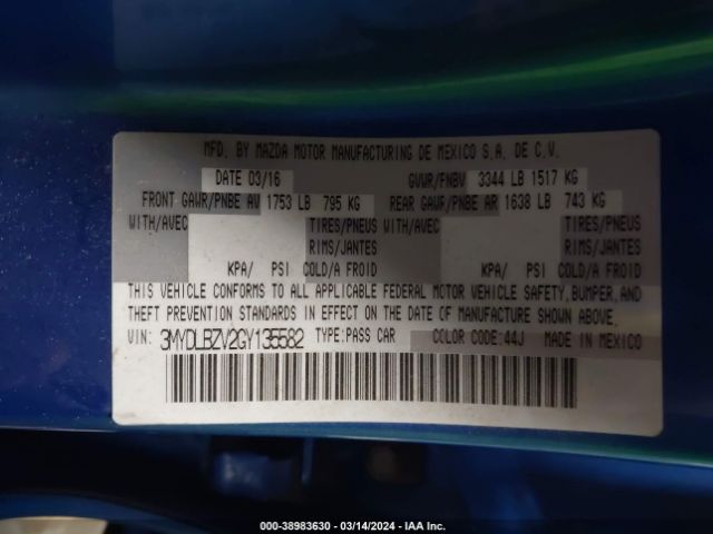 3MYDLBZV2GY135582 Scion IA