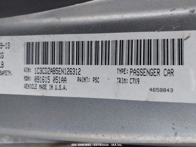Dodge AVENGER SE 2014 1C3CDZAB5EN126312 Image 9
