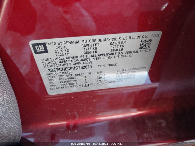 Chevrolet Silverado 1500 1lt 2017 3GCPCREC9HG262829 Image 9