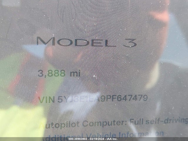 5YJ3E1EA9PF647479 Tesla Model 3 Rear-wheel Drive