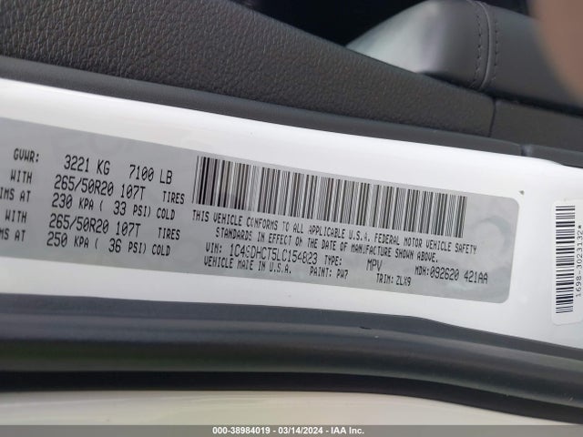 Dodge Durango R/t Rwd 2020 1C4SDHCT5LC154823 Image 9