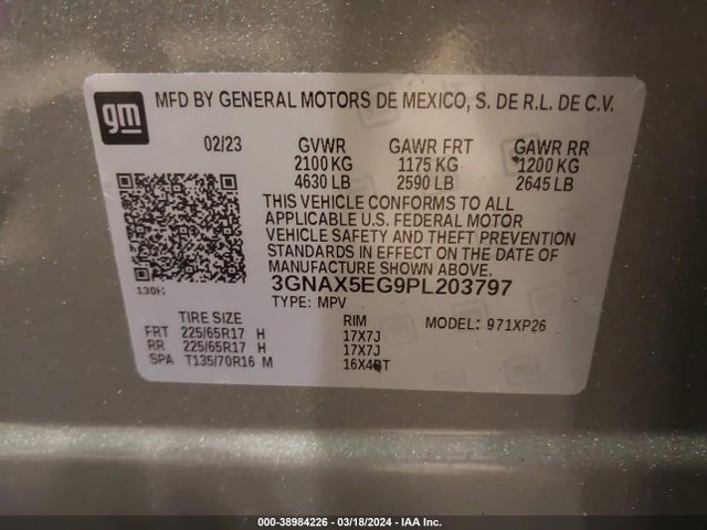 Chevrolet Equinox Awd 1fl 2023 3GNAX5EG9PL203797 Image 9