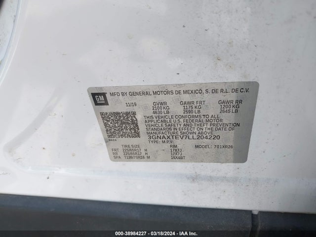 Chevrolet Equinox Awd 2fl 2020 3GNAXTEV7LL204220 Image 9