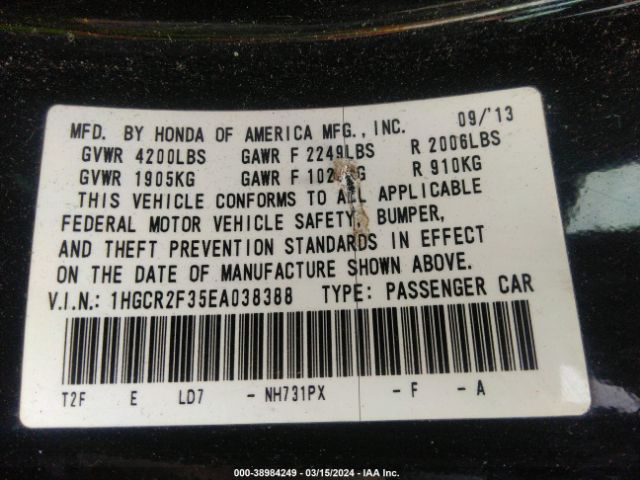 1HGCR2F35EA038388 Honda ACCORD LX