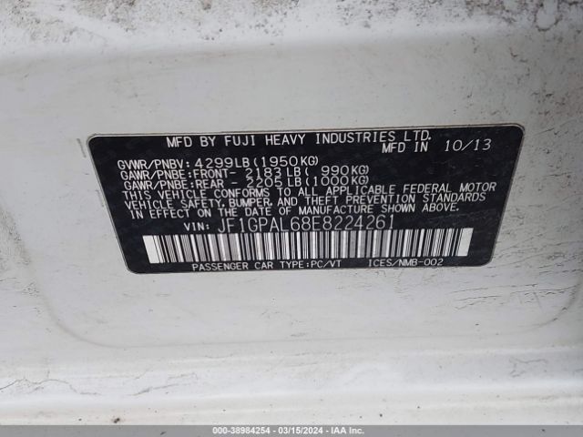 JF1GPAL68E8224261 Subaru Impreza 2.0i Sport Premium