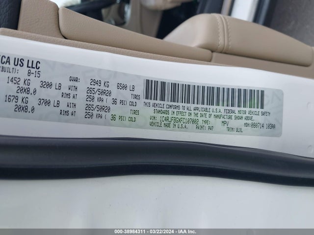 Jeep Grand Cherokee Limited 2015 1C4RJFBGXFC107002 Image 9