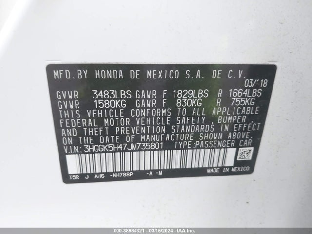 Honda FIT LX 2018 3HGGK5H47JM735801 Image 9