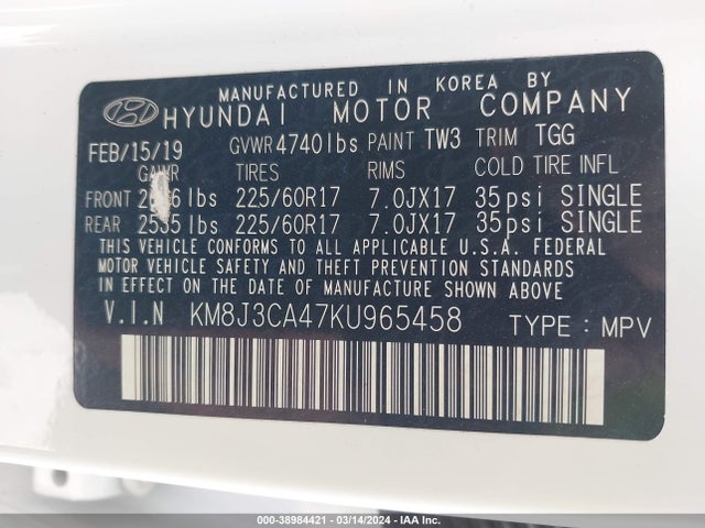 Hyundai Tucson Value 2019 KM8J3CA47KU965458 Image 9