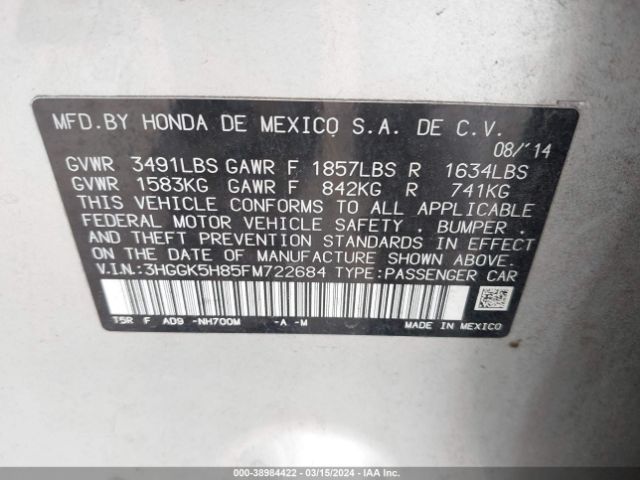 3HGGK5H85FM722684 Honda Fit Ex/ex-l